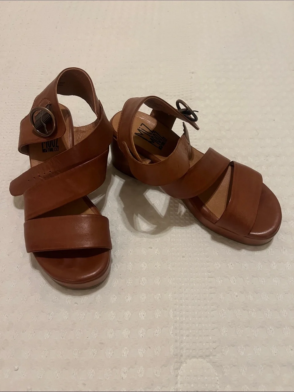 Miz Mooz Cognac Strappy Leather Sandals
